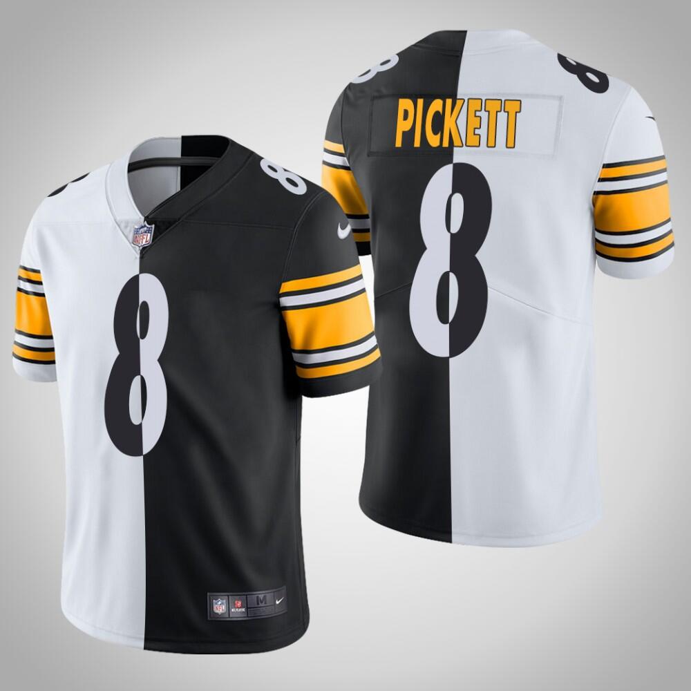 Men's Pittsburgh Steelers Custom White/Black Split Limited Stitched Jersey